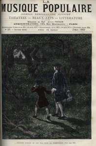 Leopold Mozart and his son Wolfgang Amadeus in the black forest - Leopold Mozart and his son Wolfgang Amadeus in the black forest in Germany - engraving in “” Popular music””” illustrious weekly newspaper - 1882 av Unknown artist
