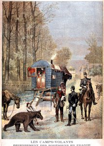 De flygende leirene: Folketelling av bohemer i Frankrike (Roulotte, bohemer og gendarmer) - i "" Le petit journal"" av 05.05.1895 av Unknown artist