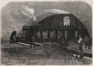 Klokkene i Paris: det store kammeret og smieverkstedene Notre Dame-broen (Notre-Dame) - Gravering i ""Le Monde Illustré"" av Unknown artist