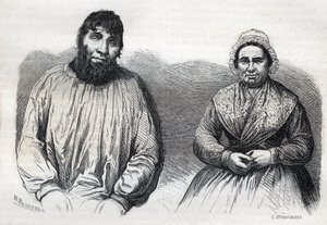Dumollard-ektefellene (Martin Dumollard (1810-1862) og hans kone utførte Marie Anne (Marie-Anne) Martinet (1814-1875) Gravering av 1800-tallet av Unknown artist