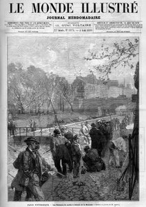 Morgenfiskere ved Monnaie-slusen i Paris. Gravering i ""The Illustrious World"" av Unknown artist