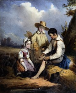 Les petits reapers (en skadet i foten), v.1840 av Unknown artist
