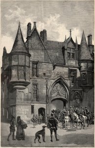 L'hotel de Sens i Paris i IV arrondissement a l'epoque de la Reine Margot - Utvendig visning av Hotel de Sens i Paris på Margaret av Frankrikes tid (1553-1615) av Unknown artist