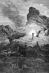 Livet i paleolitikum. 1800-talls gravering. av Unknown artist