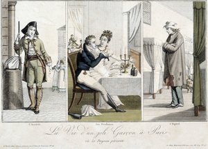 Livet til en pen gutt i Paris eller den perverse bonden: ankomsten, Fredaines og sykehuset - Carnavalet. av Unknown artist