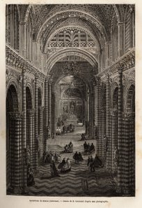 Interiøret i katedralen i Siena, gravering for å illustrere en reise til Siena (Italia) i 1865, i "Le tour du monde, nouveau journal des voyages" utgitt under ledelse av Edouard Charton av Unknown artist