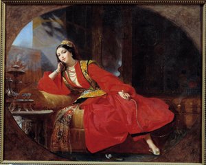 Det odaliske i rødt Anonym maleri. Avignon fra 1800-tallet, Musee Calvet av Unknown artist