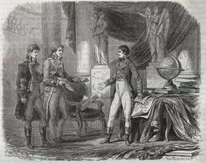 Lord Cornwallis (1738-1805) forhandlet frem Amiens-traktaten (1802) med Napoleon Bonaparte (1769-1821) - freden i Amiens, Frankrike - Traktat undertegnet mars 1802 som avsluttet revolusjonskrigene av Unknown artist