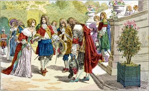 Ludvig XIV og hoffet hans i Versailles. av Unknown artist
