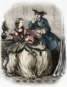 Louis XV og Madame de Pompadour, Jeanne Antoinette Poisson (1721-1764) (Marquise de Pompadour) - i Frankrikes historie av L.-P. Anquetil av Unknown artist