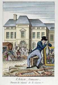Louvre: Den franske kunstneren som sørger over sjansene for krig, gravering fra 1800-tallet av Unknown artist