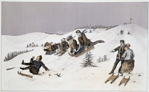 Luge - i "" Skisser av kanadisk sport og tidsfordriv"" av Lieut. Henry Buckton Laurence av Unknown artist