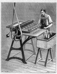 Lage kort å spille etter gamle metoder. Decoupage av spillekort. Gravering fra 1893. av Unknown artist