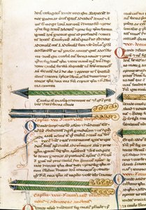 Manuskriptside "" Kirurgi"" (MS. LAT.VII XXXII-3023) av Guillaume de Salicet (Guglielmo da Saliceto) (1207-1270) munk og lege. 1300-tallets Biblioteca Marciana Venezia av Unknown artist