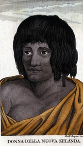 Maori-kvinne fra New Zealand. Gravering fra begynnelsen av 1800-tallet. av Unknown artist