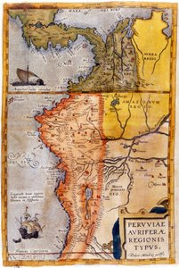Kart over Colombia og Peru. 1590. av Unknown artist
