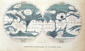 Kart over planeten Mars - i "" Popular Astronomy "" av Camille Flammarion, red. Marpon & Flammarion av Unknown artist