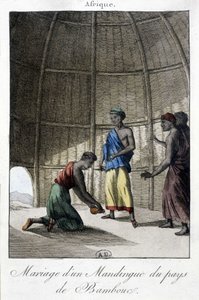 Ekteskap i Mandingues (Mali?), Afrika - gravering av Unknown artist