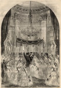 Ekteskap med baron Alphonse de Rothschild (1827-1905) og Leonora de Rotschild (1837-1911). Maria lærte å kaste en drink på gulvet, den siste fasen av et jødisk ekteskap kalt "knust glass". Gravering i "" The Illustrated London News"" fra mars av Unknown artist