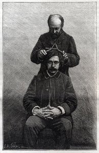 Målinger av maksimal bredde på hodet av politiprefekturen i henhold til metodene til Alphonse Bertillon (1853-1914) kjent som "Bertillonnage". Gravering i "" La Nature"" av Unknown artist