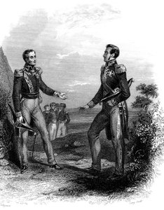 Møte mellom Jose San Martin og Simon Bolivar av Unknown Artist