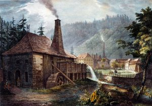 Metallurgi: Utsikt over Framonts smier. Litografi rundt 1850. Nancy, historisk museum Lorraine av Unknown artist