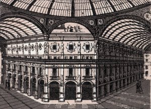 Milano, Italia: utsikt over galleriet Victor Emmanuel (Victor Emmanuel Arcade). i "" Verden illustrerer 168 visninger"" Udatert (slutten av 1800-tallet) av Unknown artist