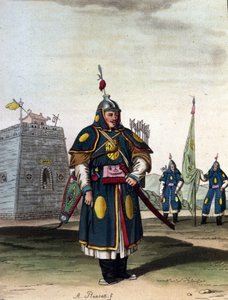 Militær kinesisk manchou - i "Le costume ancien et moderne" "av J. Ferrario, red. Milan av Unknown artist
