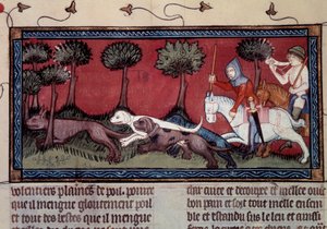 Miniatyrrevejakt fra manuskript fr. 1297 "" bok av King Modus og Queen Ratio" av Henri de Ferrieres (1300-tallet) av Unknown artist