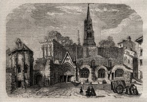 Monolittisk kirke i Saint-Emilion - Kirkemonolit av Saint Emilion i Gironde - gravering i "Dictionnaire populaire illustrious" - 1864 - av Joseph Decembre og Edmond Allonier - av Unknown artist