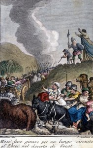 Moses ledet det jødiske folket i Socot-ørkenen i lang tid. av Unknown artist