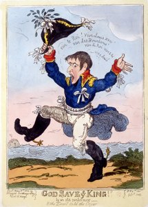 Napoleon 1er sang "" Vive le roi"" for ankomsten til Louis XVIII - i "" Napoleon 1er"", samling av karikaturer av Unknown artist