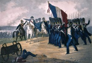 Napoleon I i Waterloo 18.06.1815 - Gravering fra 1800-tallet av Unknown artist