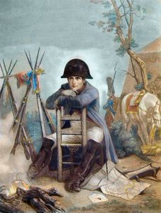Napoleon ved bivuaken kvelden for slaget ved Austerlitz - gravering av Philippoteaux - Napoleon ved bivuak. Slaget ved Austerlitz (1805), også kjent som slaget om de tre keiserne