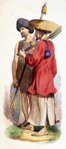 Naturlig (vietnamesisk urbefolkning) og cokinesisk soldat. Vietnam v. 1840. av Unknown artist