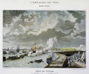 Sjøslag: Beleiring av Toulon i 1793 - i "" Napoleons sjøslag"" av Unknown artist