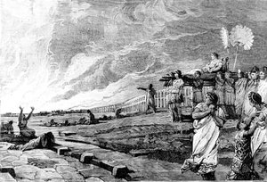 Nero observerer Romas brann. av Unknown artist