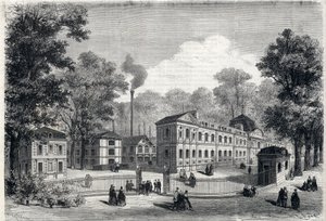 Ny bygning av den imperiale porselensfabrikken i Sevres i 1868. Gravering i "" L
