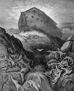 Noah sender en due til jorden, ifølge 1. Mosebok. 1800-talls gravering. av Unknown artist