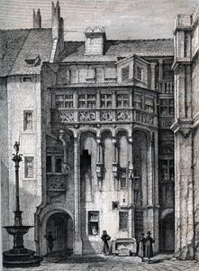 Nurnberger Rathaus - gårdsplassen til rådhuset i Nürnberg - gravering rundt 1867 av Unknown artist