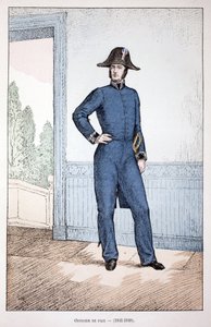 Fredsoffiser (1841-1848). Etsning i farger, for illustrasjon "" History of the corps of peacekeepers""" bok utgitt i regi av Louis Lepine (1846-1933), prefekt for politiet på Seinen, av Alfred Rey (1864-?) og Louis Feron (1862) - av Unknown artist