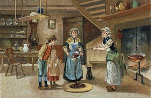 Gammel skikk feiret i Dauphiné-regionen: La boudinée. Kromolitografi fra slutten av 1800-tallet. av Unknown artist