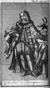 Ridderordener. Ridder av Forløseren eller Jesu dyrebare blod i hertugen av Mantua (Mantova) på 1600-tallet. I "" Historien om militære ordener eller riddere, om de sikre og rutinemessige militsene av begge kjønn, som har blitt etablert så langt av Unknown artist