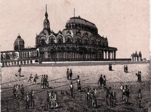Oostende (Ostende), Belgia: utsikt over Kursaal Digue (kasino). i "" Verden illustrerer 168 visninger"" Udatert (slutten av 1800-tallet) av Unknown artist