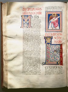Page of an Exultet (liturgisk sang) (Ms.724/3-Carta7) Et enlumine-manuskript fra det 12. århundre. Roma, Biblioteca casanatense av Unknown artist