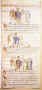 Side av en opplyst bibel (Ms.723-Foglio 138v.) fra begynnelsen av det 12. århundre. Dim. 52,8x38 cm Roma, Biblioteca Casanatense av Unknown artist