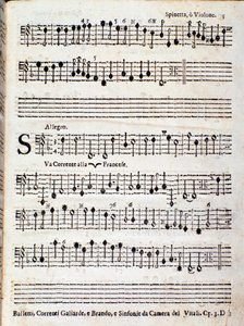 Side med partitur av Balletter, franske strømninger opus 3 av Giovanni Battista Vitali av Unknown artist