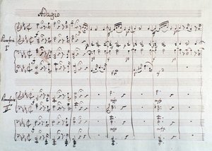 Side av symfonien redusert til to pianoer og åtte hender av Die Zauberflote, opera av Mozart, Lichtenthal-versjon (1800-tallet) av Unknown artist