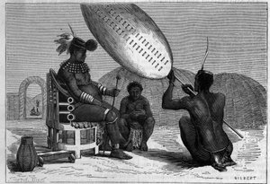 Panda, late king of the Zulu. Engraving in “” La Nature: revue des sciences et de leurs applications aux arts et a l