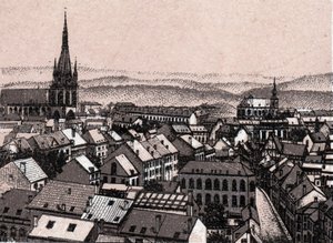 Panorama of Liege in Belgium in “” The world illustrates 168 views”” No date (end 19th century) av Unknown artist